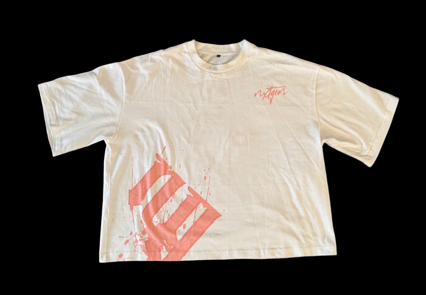 boxy cropped pink and white